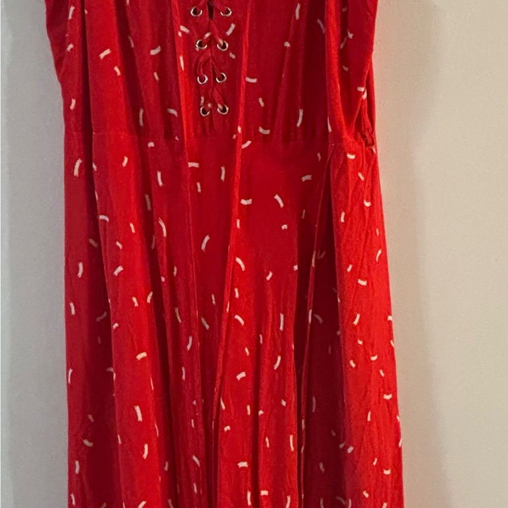 Bardot Vibrant Red Dress with White Accents